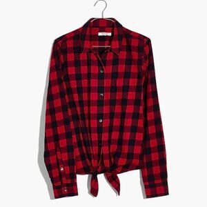 Madewell Size S Flannel Tie-Front Shirt in Buffalo Check